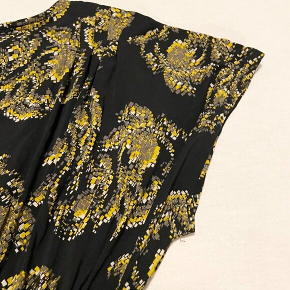 Elle Black Gold Floral Dress Womens Size XS Stretchy Party Dress - Picture 13 of 16